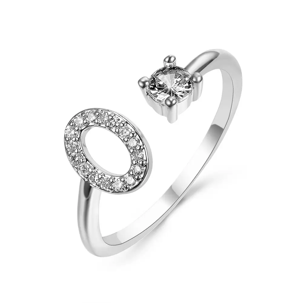 Rose Gold Moon Moon Ring with Crystal Center Stone