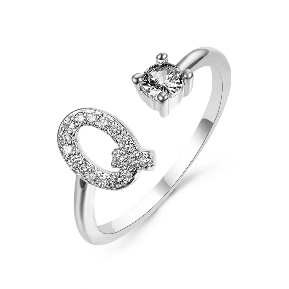 Rose Gold Moon Moon Ring with Crystal Center Stone