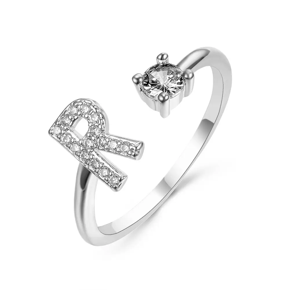 Rose Gold Moon Moon Ring with Crystal Center Stone