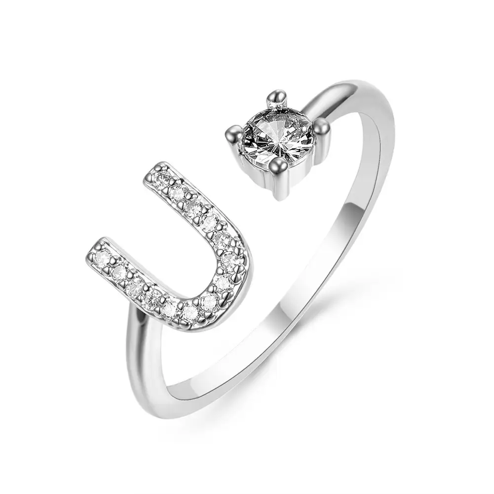 Rose Gold Moon Moon Ring with Crystal Center Stone