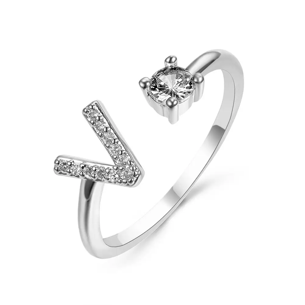 Rose Gold Moon Moon Ring with Crystal Center Stone