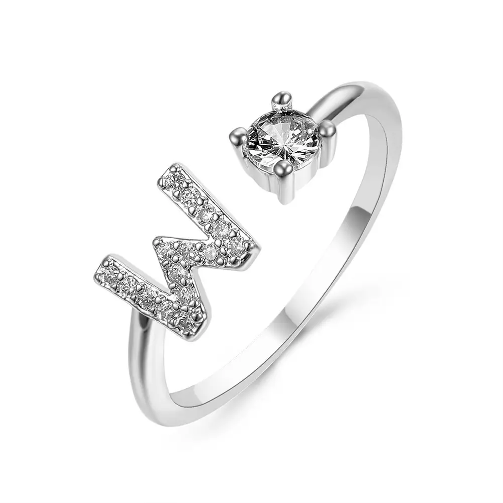 Rose Gold Moon Moon Ring with Crystal Center Stone