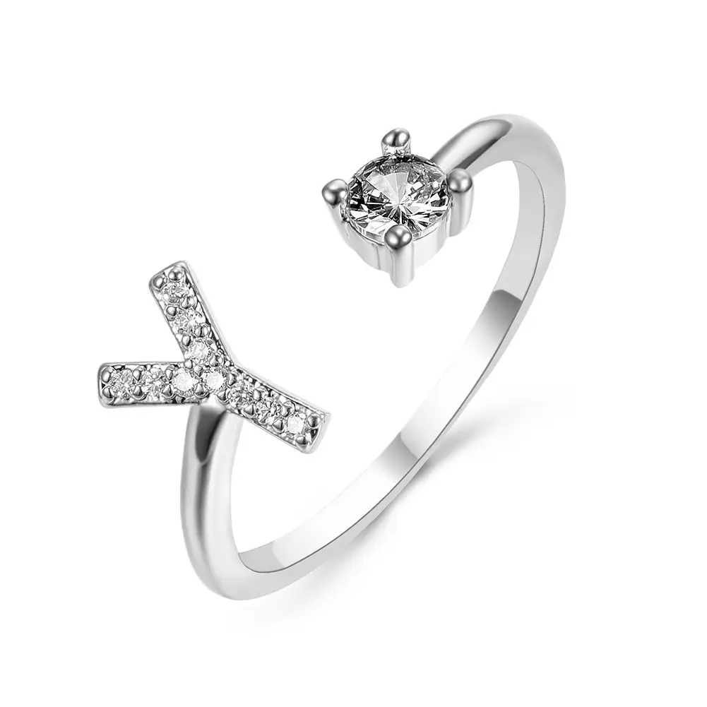 Rose Gold Moon Moon Ring with Crystal Center Stone