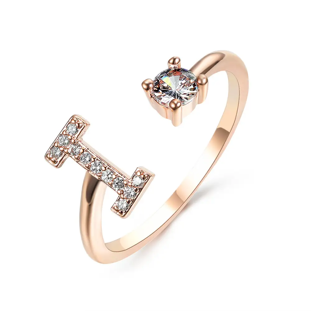 Rose Gold Moon Moon Ring with Crystal Center Stone