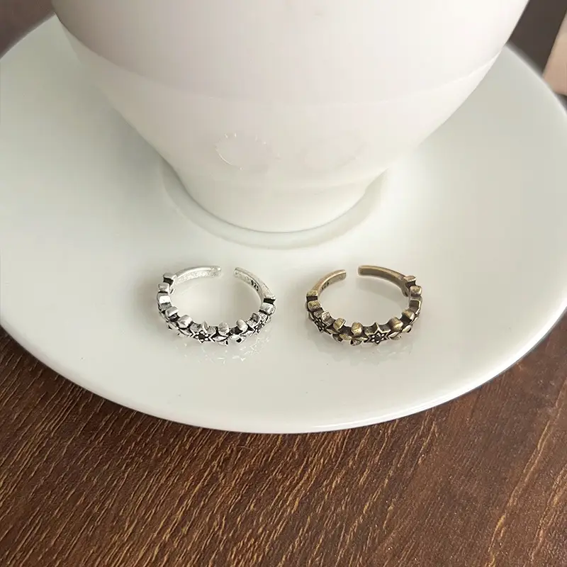 925 Silver Ring Women's Personality Micro-inlay Cross Simple Sweet Cool Bronze Vintage Hand Jewelry Sterling Silver Ring — feature 10