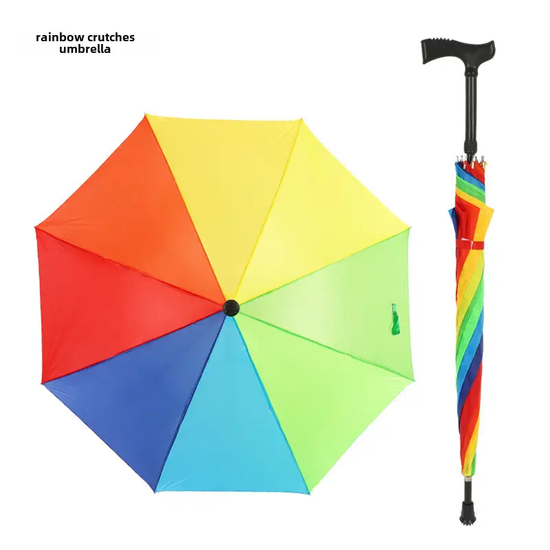 Spot Rainbow Eight Bone Old Man Cane Umbrella - Image 2
