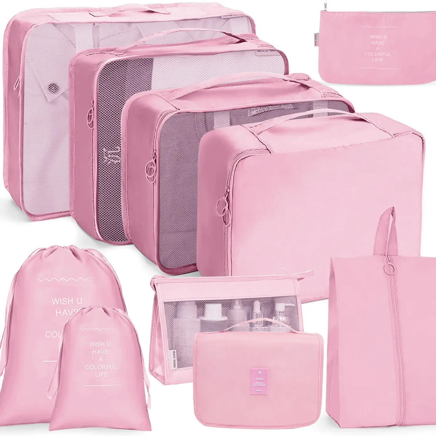 789-Piece Pink Travel Storage Bag Set - Image 3
