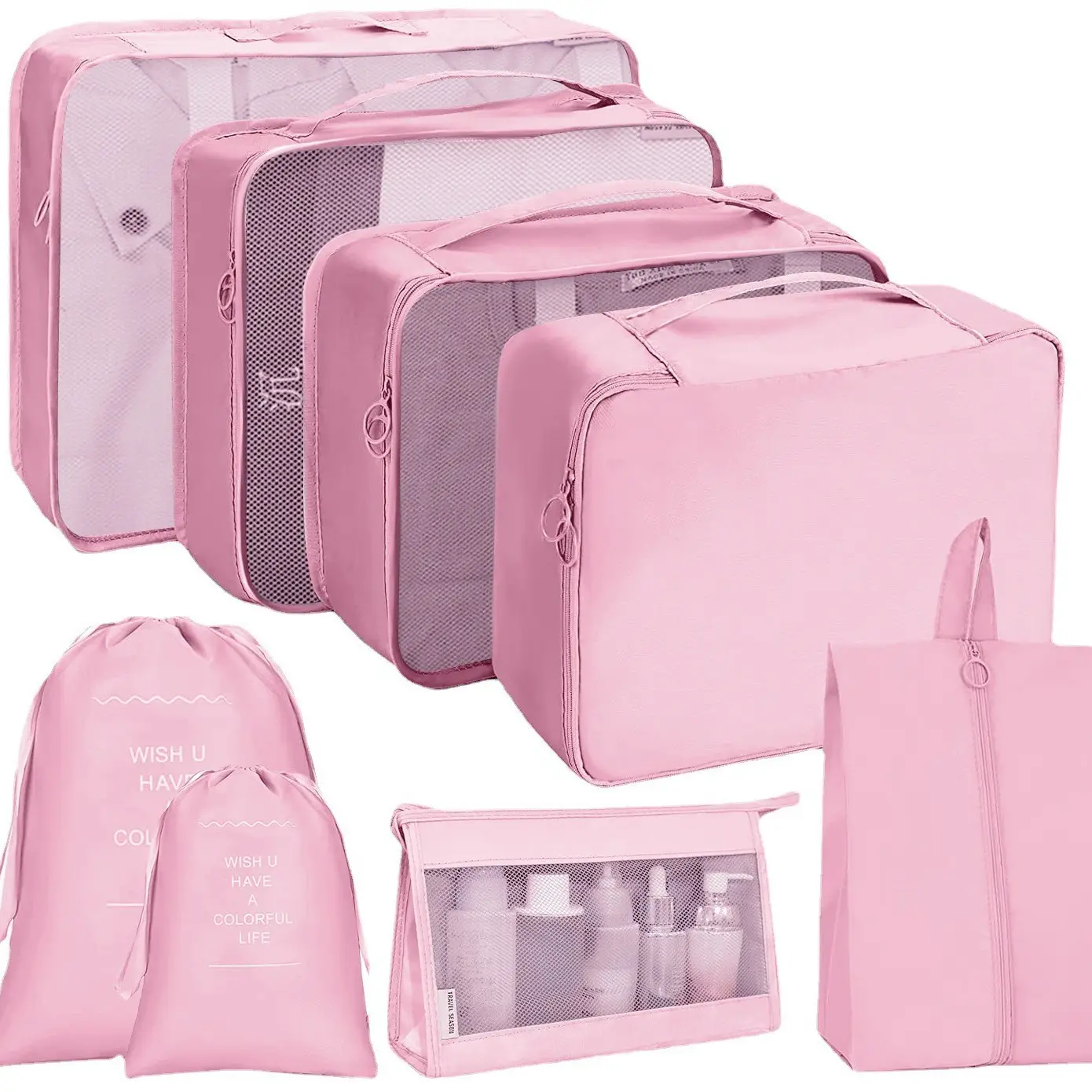 789-Piece Pink Travel Storage Bag Set - Image 5