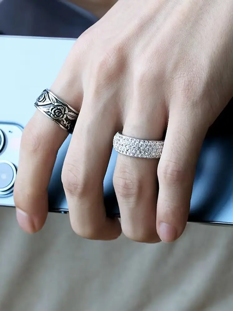 Titanium Steel Diamond Ring with 5 Rows Arc Full Design - Image 5