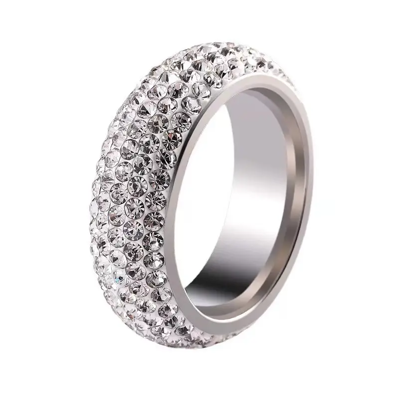 Titanium Steel Diamond Ring with 5 Rows Arc Full Design - Image 2