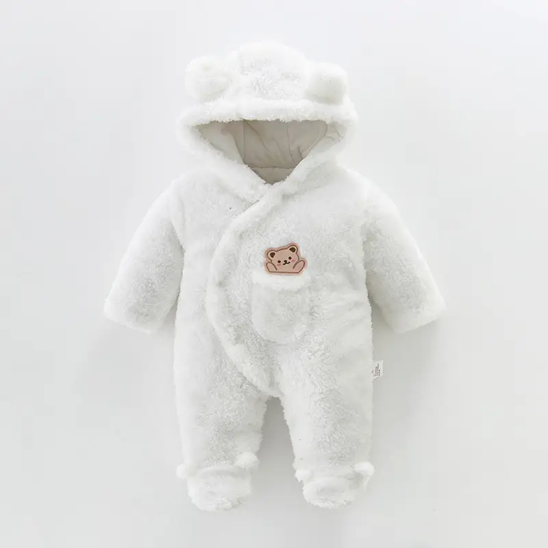 Baby Winter Hooded Jacket White Cotton Padded Newborn - Image 5