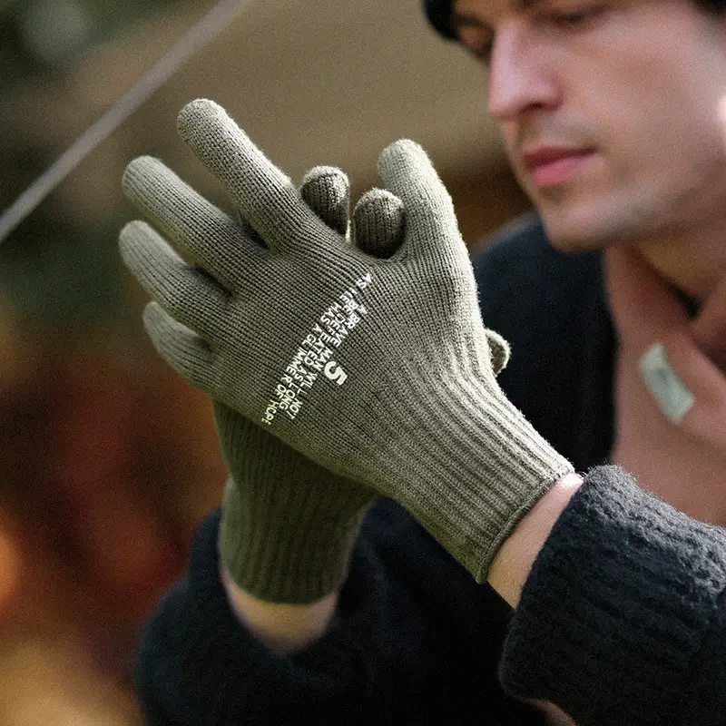 Japanese Knitted Black Touch Screen Gloves for Men - Image 6