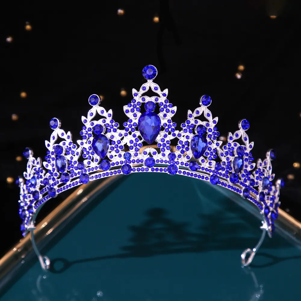 Bridal Crown with Pink Rhinestones and Diamond Details - Image 10