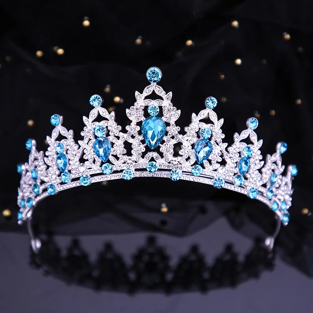 Bridal Crown with Pink Rhinestones and Diamond Details - Image 3