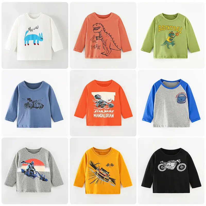 New Kids T-Shirt Grey Long Sleeve Cartoon Print