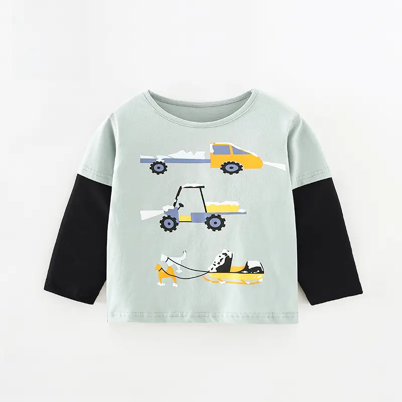 New Kids T-Shirt Grey Long Sleeve Cartoon Print