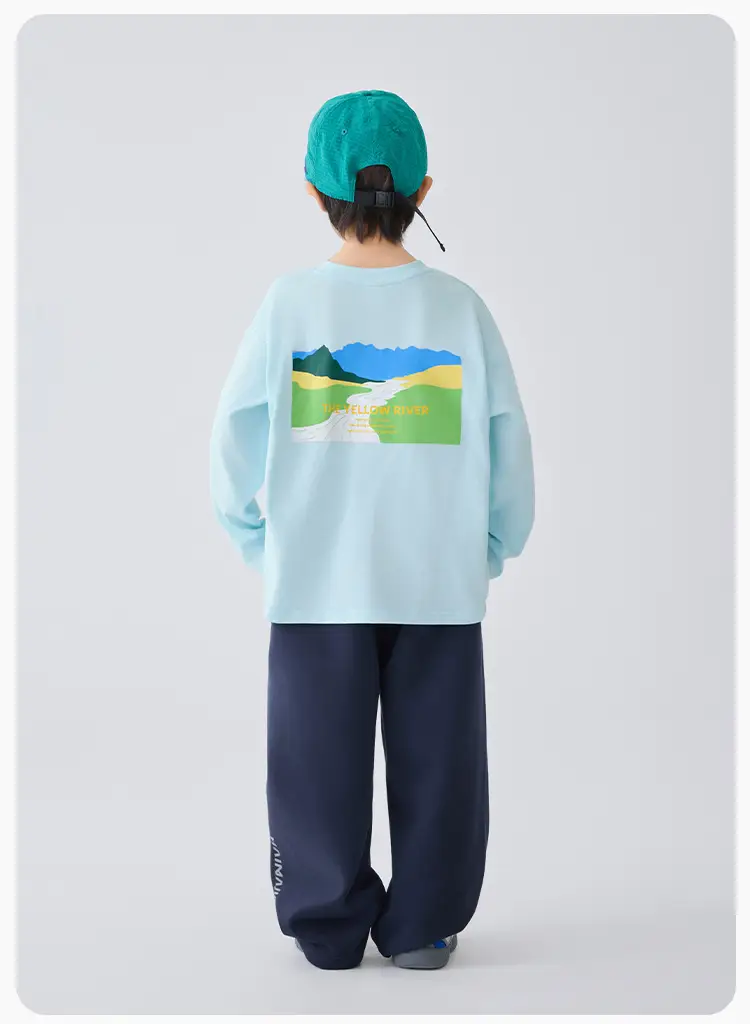 Haima Boys Blue Pure Cotton Printed Long Sleeve T-Shirt — feature 13
