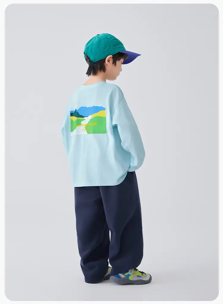 Haima Boys Blue Pure Cotton Printed Long Sleeve T-Shirt — feature 14