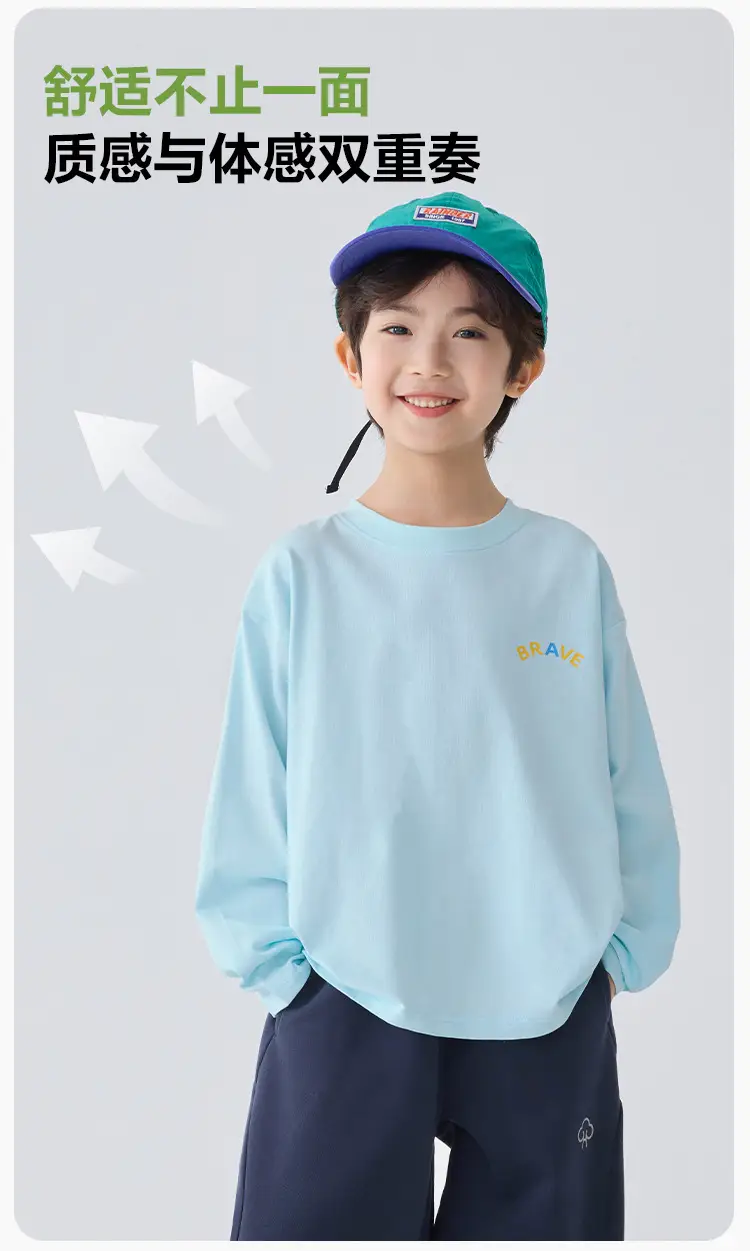Haima Boys Blue Pure Cotton Printed Long Sleeve T-Shirt — feature 5