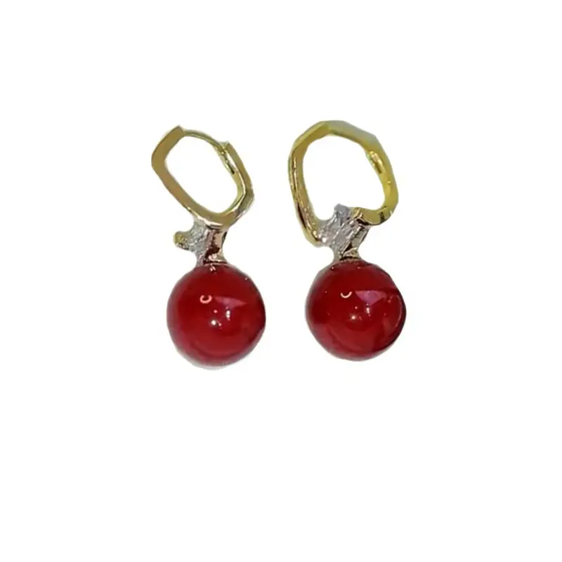Autumn Winter Red Bean Earrings for Women