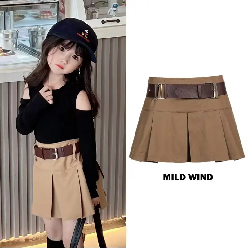 Little Spice Girl Khaki Pleated Skirt Set - Image 7