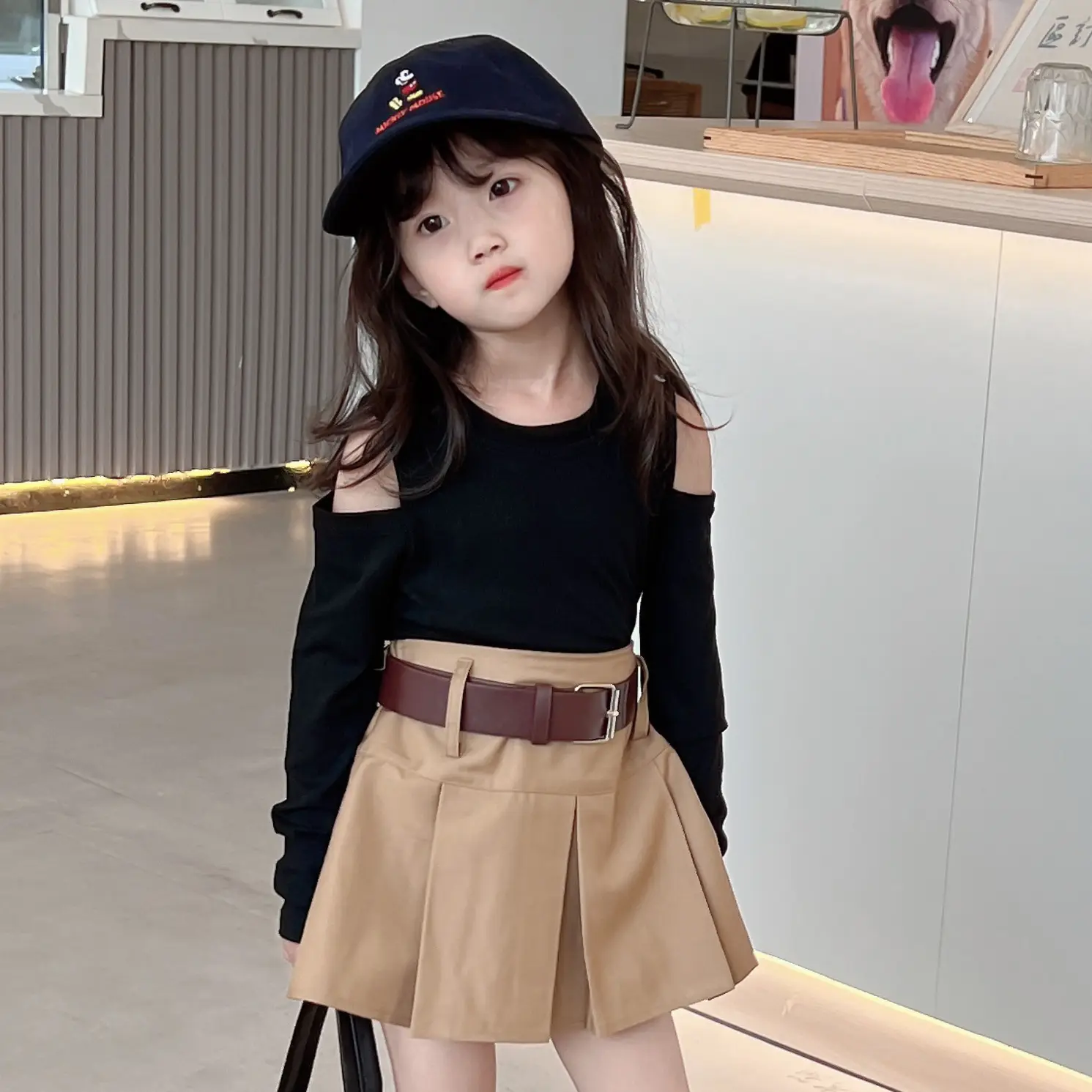 Little Spice Girl Khaki Pleated Skirt Set - Image 8