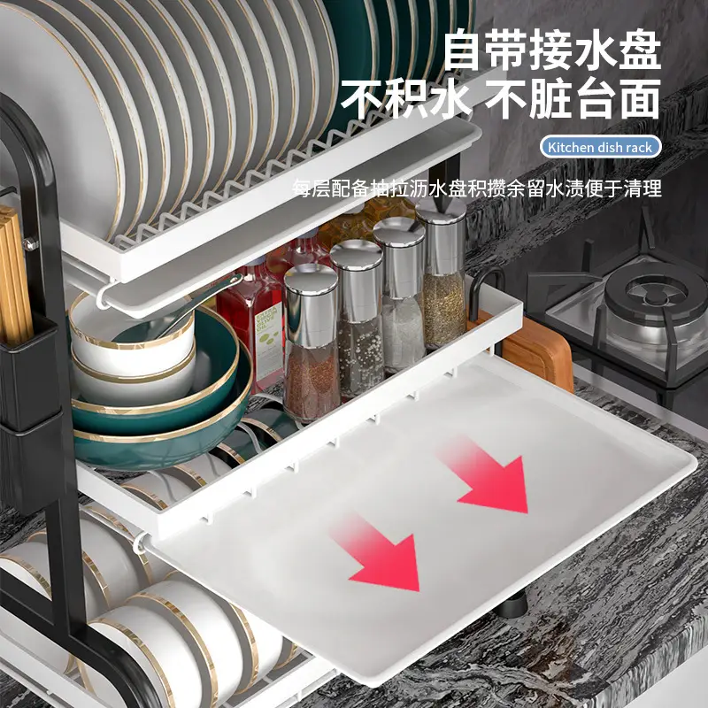 Cross-border Kitchen Dish Rack 2-Tier Black Storage Rack - Image 18