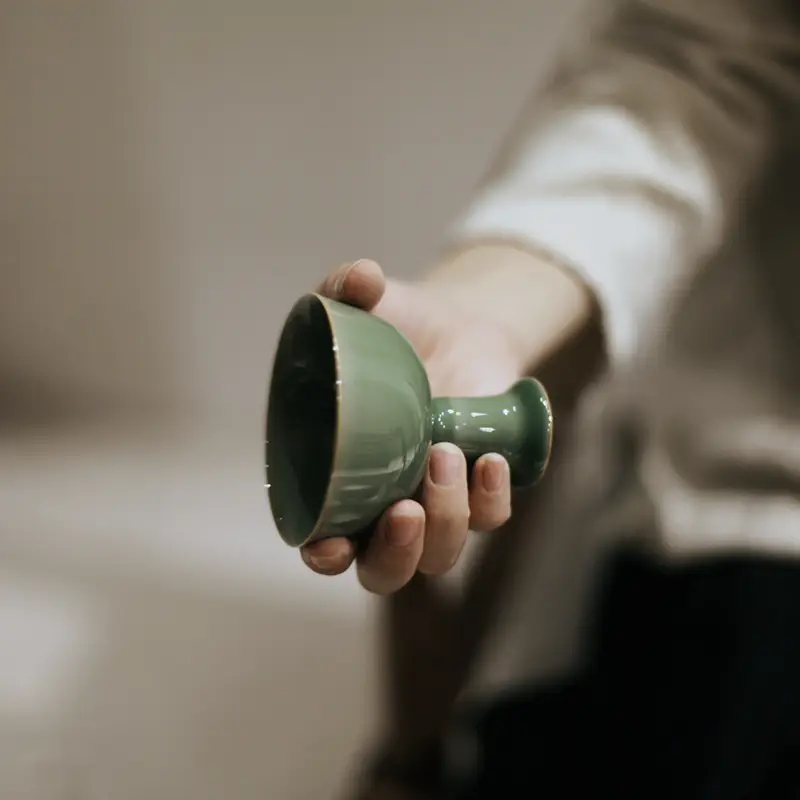 Jingdezhen Celadon High Tea Cup Tall Master's Cup - Image 3