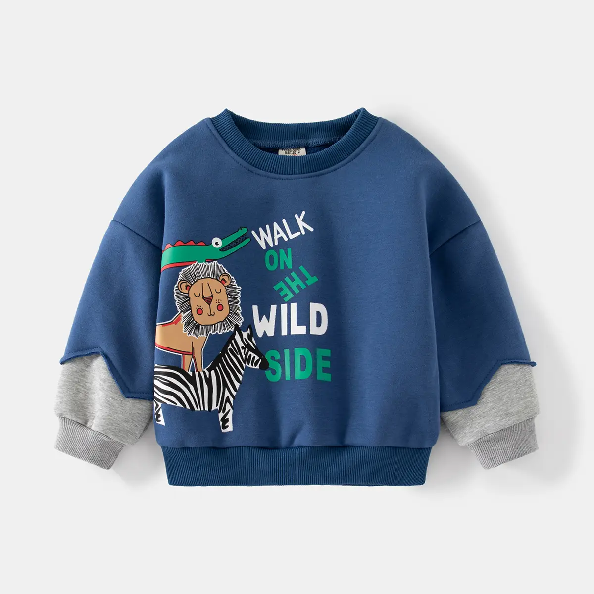 Blue Patchwork Zoo Sweatshirt