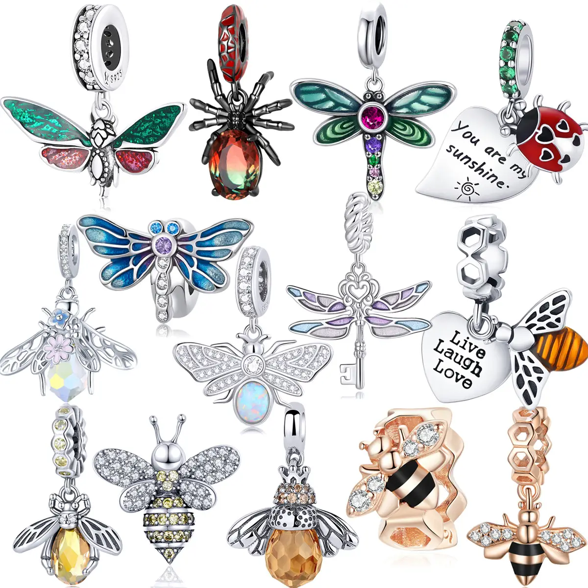 Avale Dragonfly Bee Beaded Pendant with Zircon Insect Design — feature 3