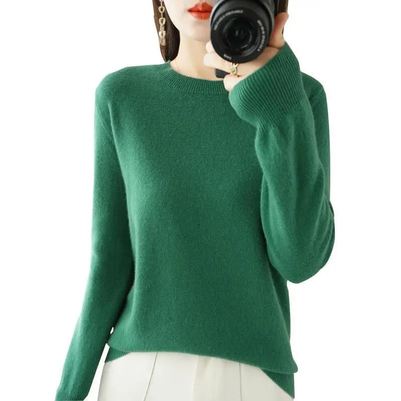 Women's Teal Knitted Long-Sleeve Pullover Sweater - Image 27