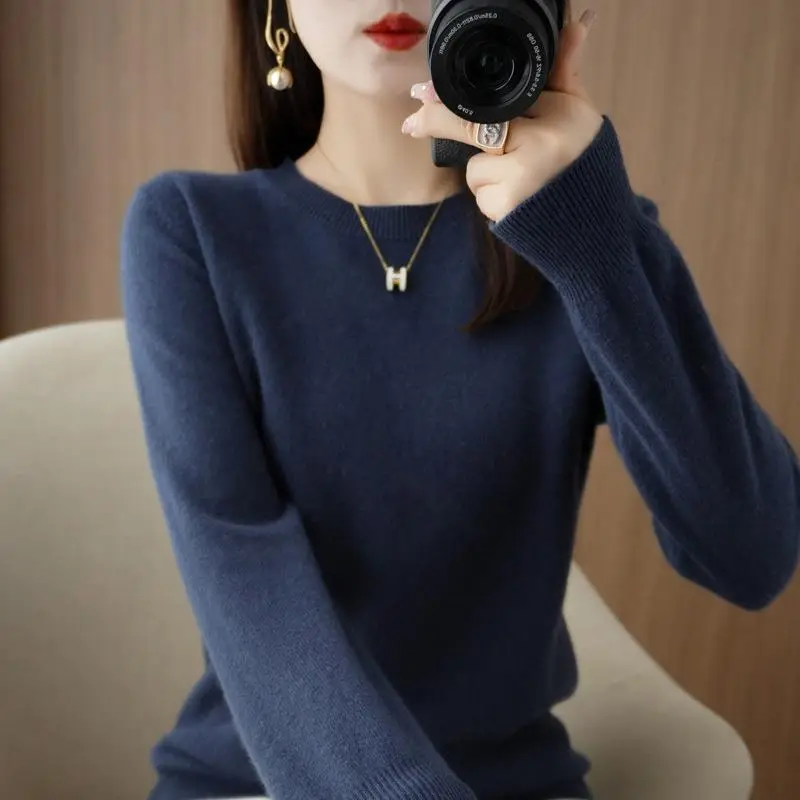 Women's Teal Knitted Long-Sleeve Pullover Sweater - Image 17