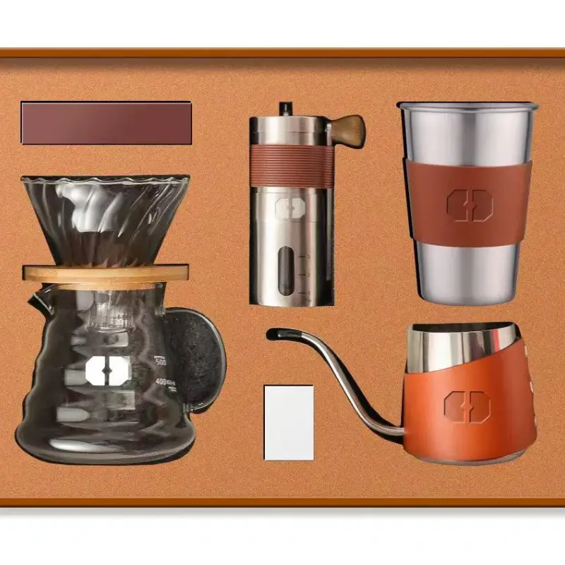 304 Stainless Steel Coffee Pot Set with Leather Cover - Image 5