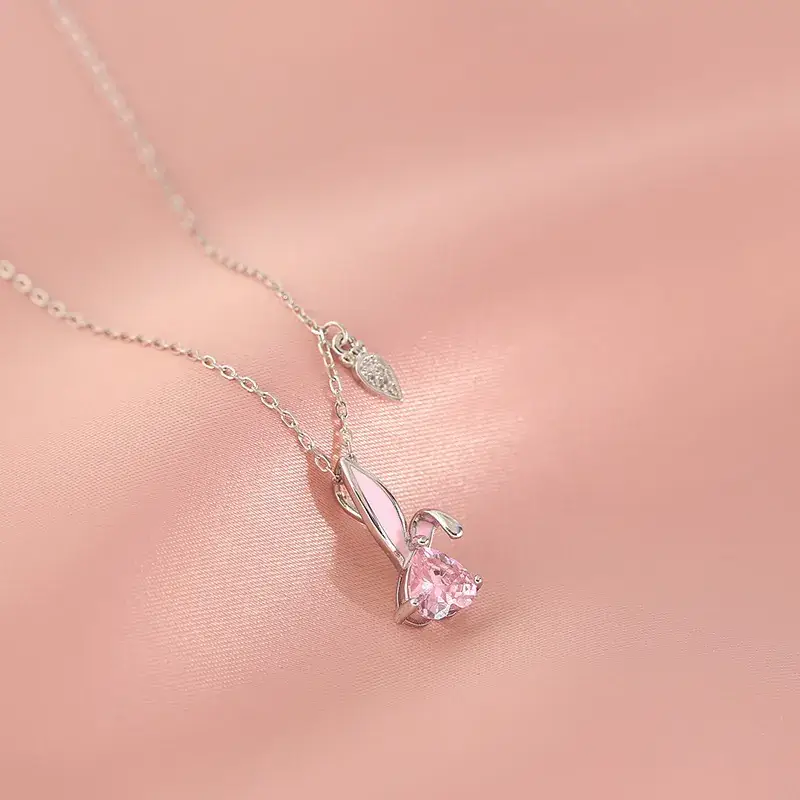 Women's Sweet Mori Fairy Clavicle Necklace with Fresh White Diamond Zircon Pendant - Image 3