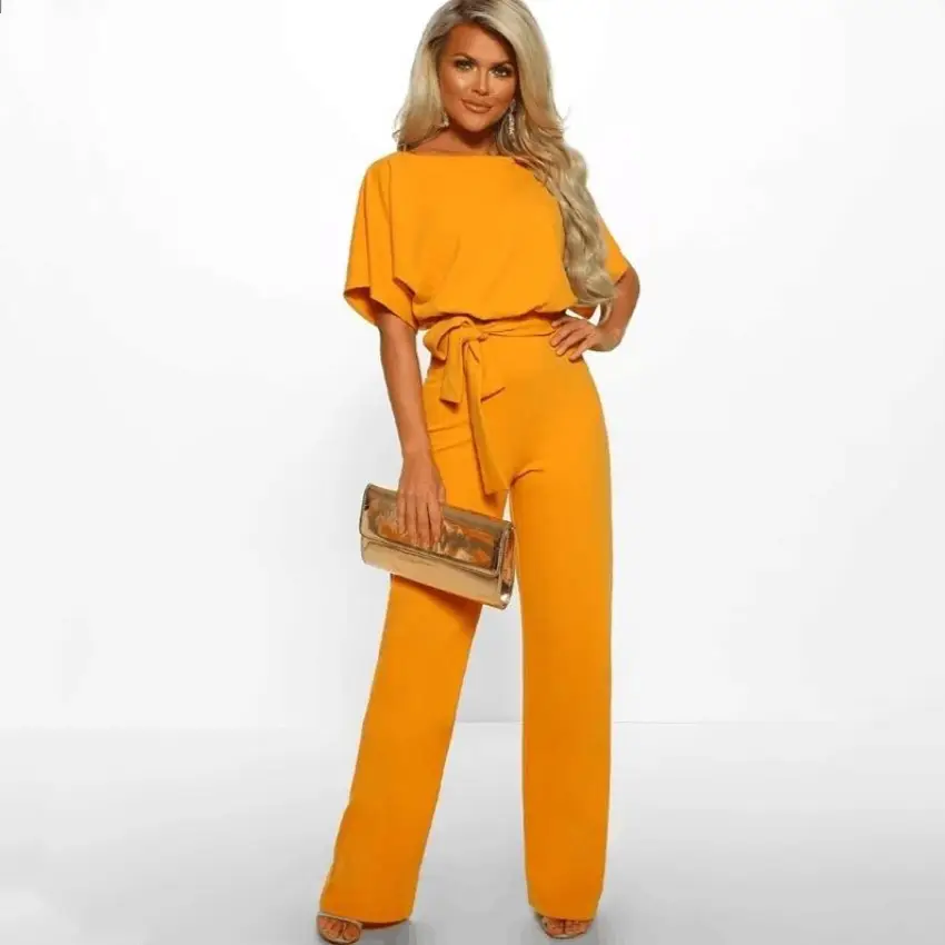 Women's Hot Orange Cross-Border Jumpsuit Large