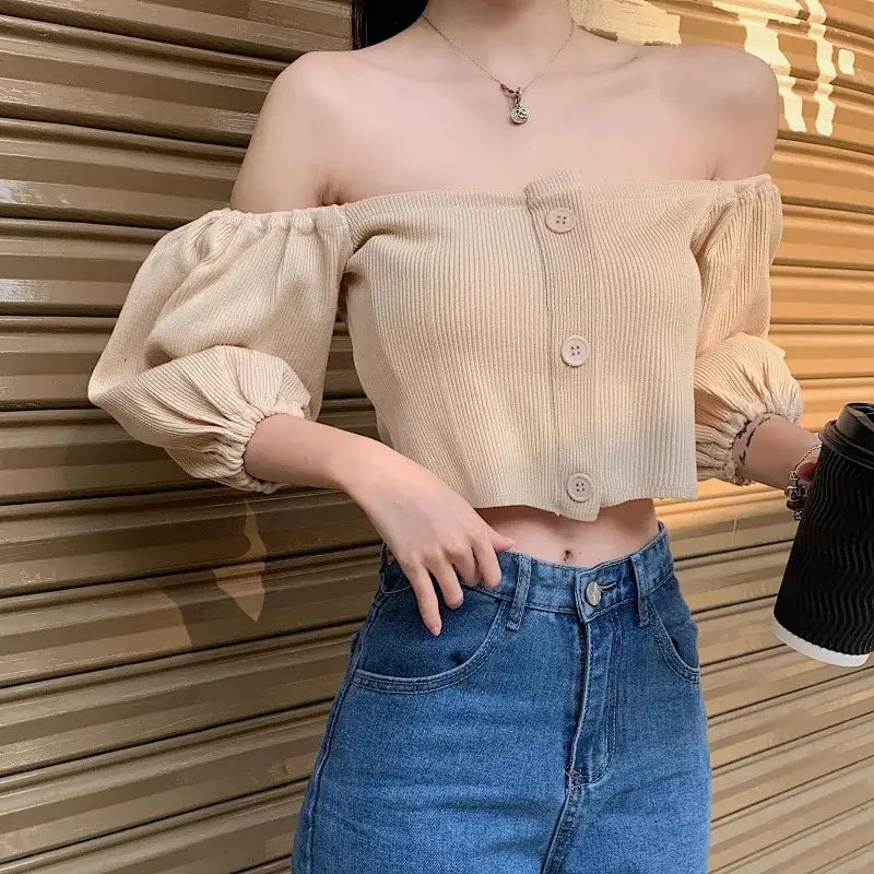 French Style Girls Bubble Top with Collar & High Waist - Image 6