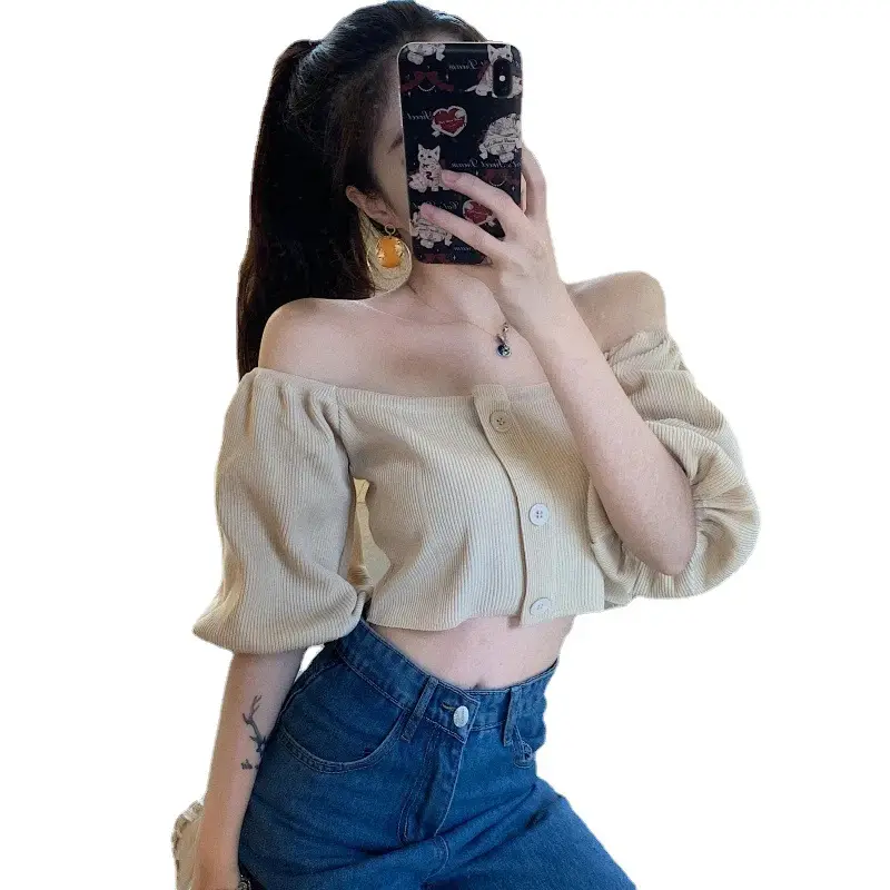 French Style Girls Bubble Top with Collar & High Waist - Image 8