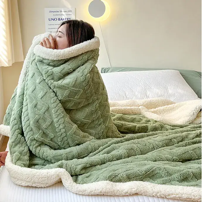 Double Layer Velvet Blanket Coral Fleece Winter Office Use - Image 12