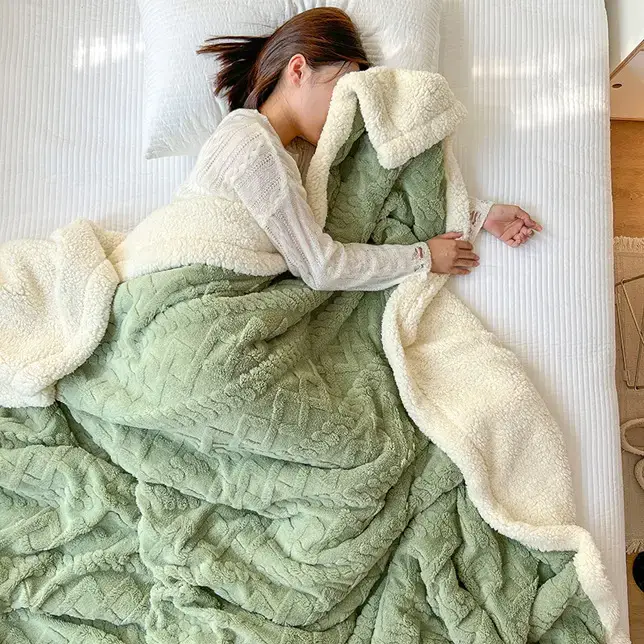 Double Layer Velvet Blanket Coral Fleece Winter Office Use - Image 13