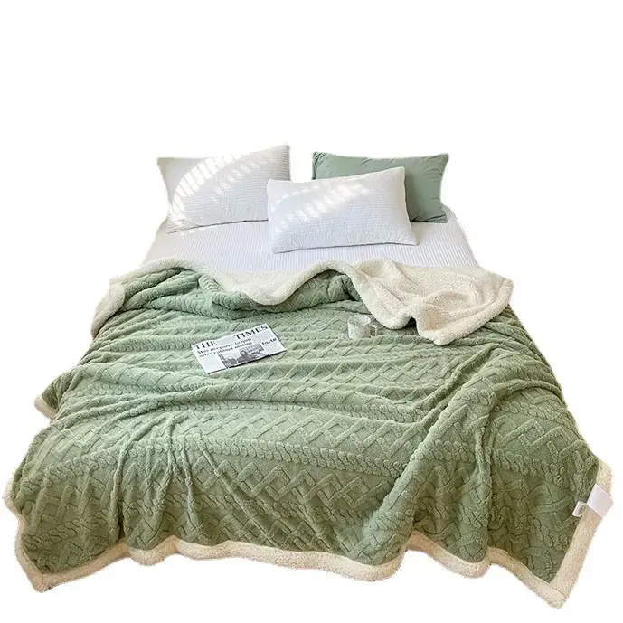 Double Layer Velvet Blanket Coral Fleece Winter Office Use - Image 15
