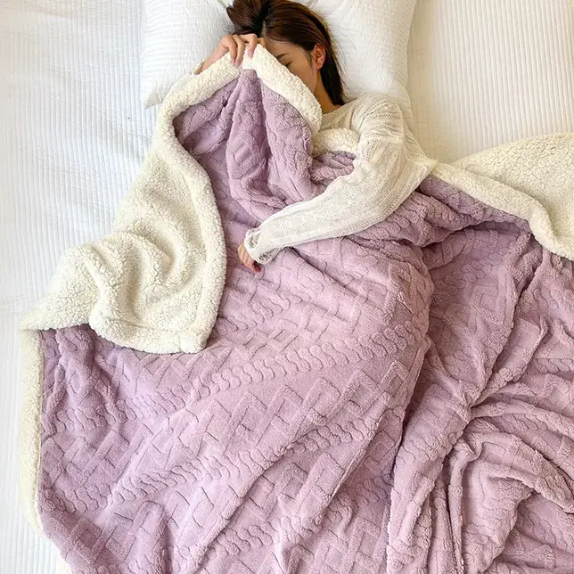 Double Layer Velvet Blanket Coral Fleece Winter Office Use - Image 10