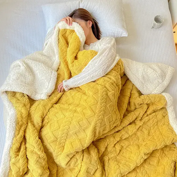 Double Layer Velvet Blanket Coral Fleece Winter Office Use - Image 2