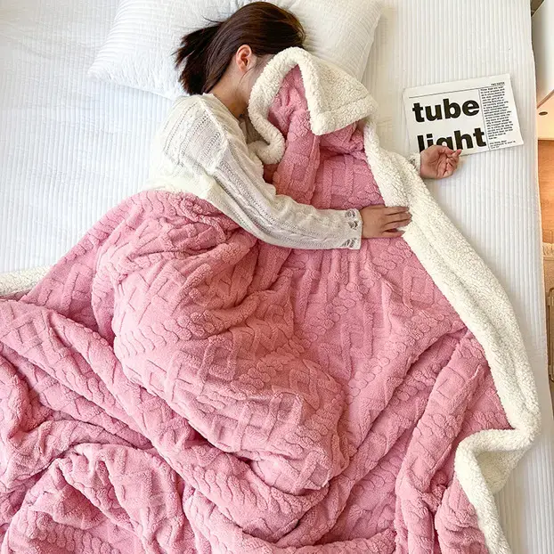 Double Layer Velvet Blanket Coral Fleece Winter Office Use - Image 3