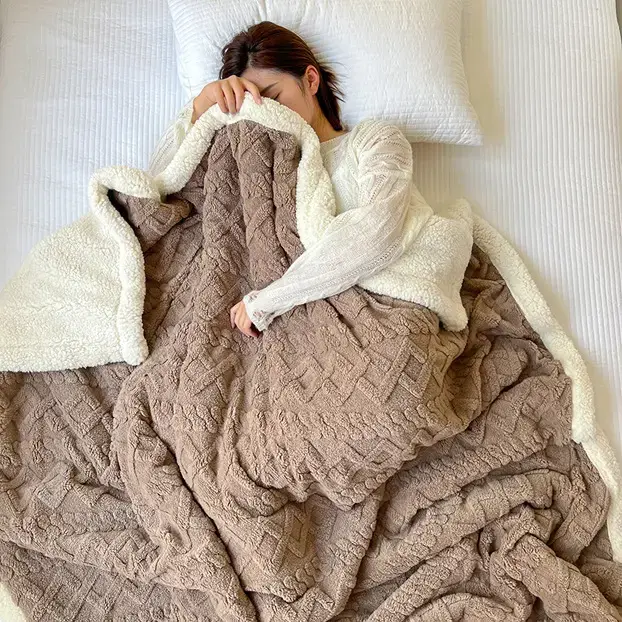 Double Layer Velvet Blanket Coral Fleece Winter Office Use - Image 4