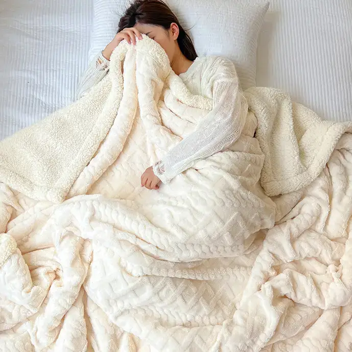 Double Layer Velvet Blanket Coral Fleece Winter Office Use - Image 5