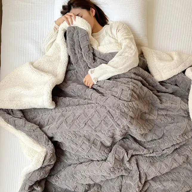 Double Layer Velvet Blanket Coral Fleece Winter Office Use - Image 7