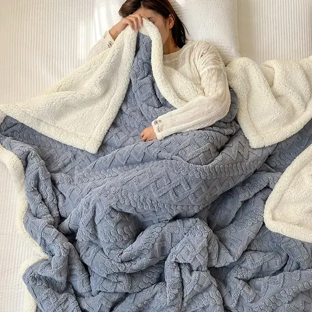 Double Layer Velvet Blanket Coral Fleece Winter Office Use - Image 8