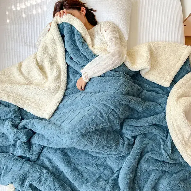 Double Layer Velvet Blanket Coral Fleece Winter Office Use - Image 9