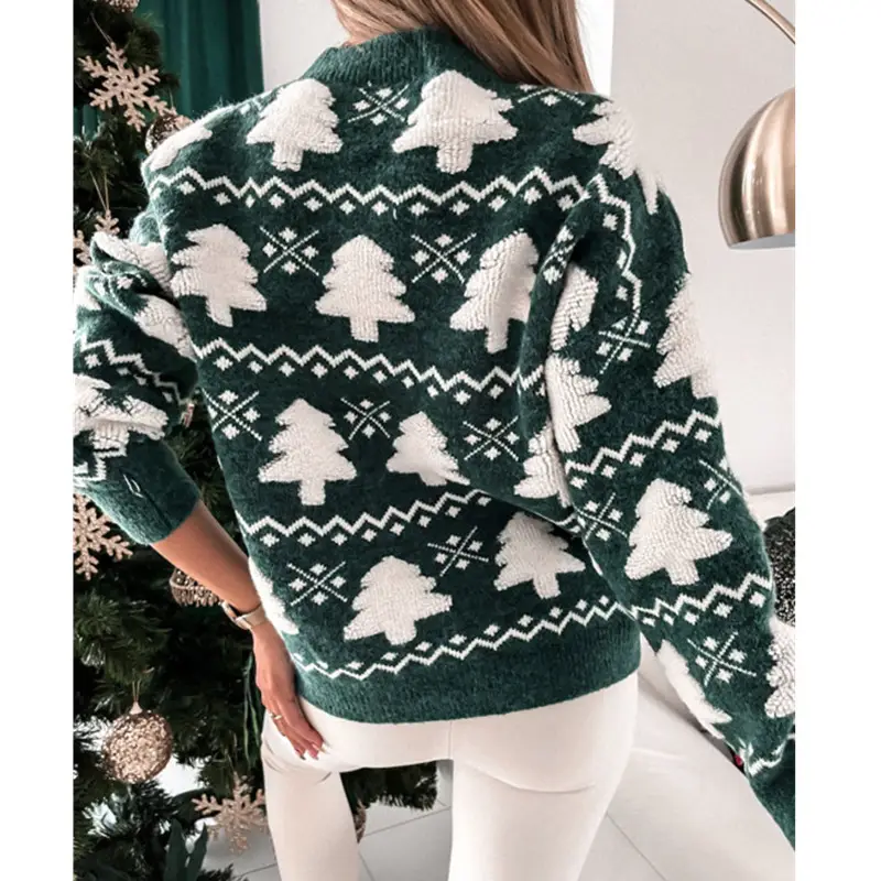 Women's Embroidered Crossbody Sweater Red White Christmas - Image 5