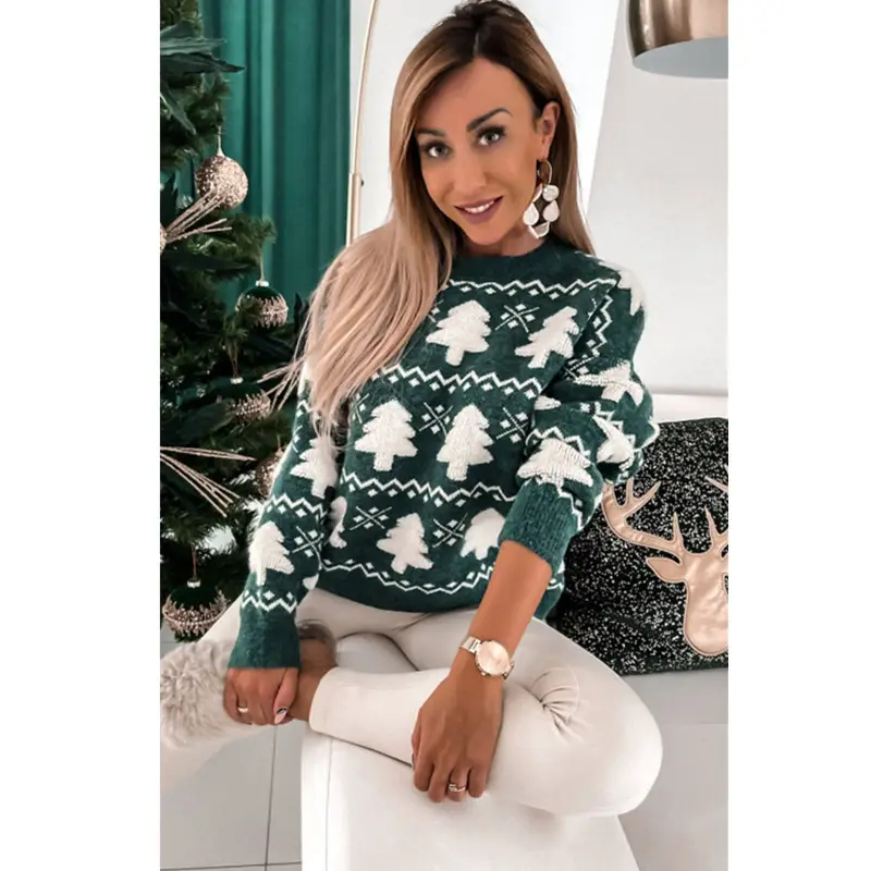 Women's Embroidered Crossbody Sweater Red White Christmas - Image 2